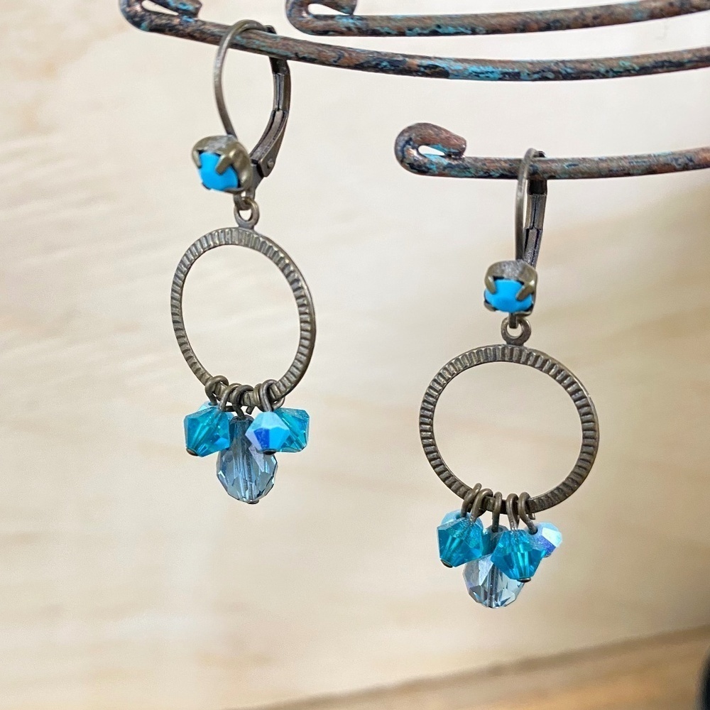 Antique Brass Turquoise colored earrings Dangle